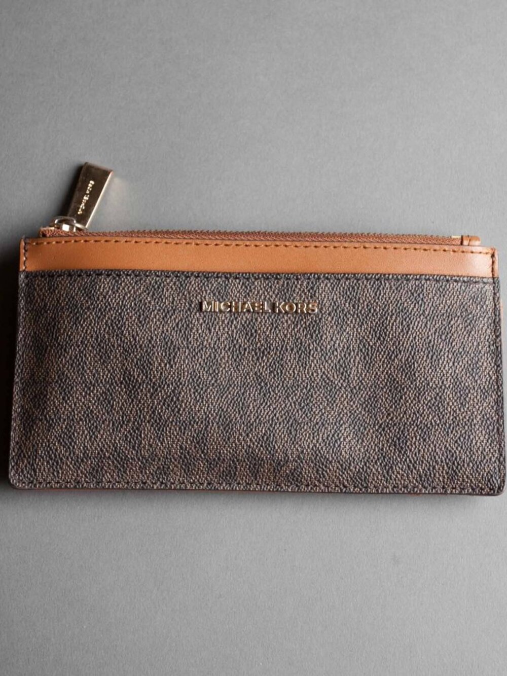 Michael Kors Jet Set Large Slim Card Case in Brown/Acorn
